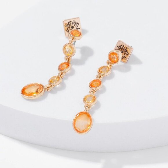 WHBM Gold + Peach Crystal Drop Linear Earrings MATCHING NECKLACE LISTED TOO - Picture 4 of 9